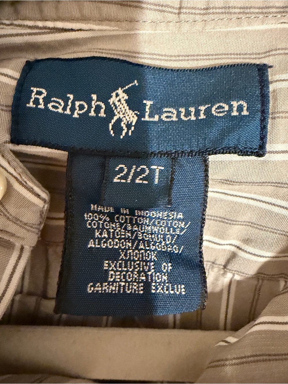 Lot of 2 Polo Ralph Lauren Toddler Button Down Shirts 2T Gray Striped & Solid - Picture 6 of 10